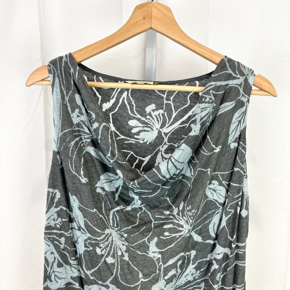CHALET Size XS Cowl Neck Sleeveless Shift Dress Layered Look Floral Gray - Picture 2 of 7